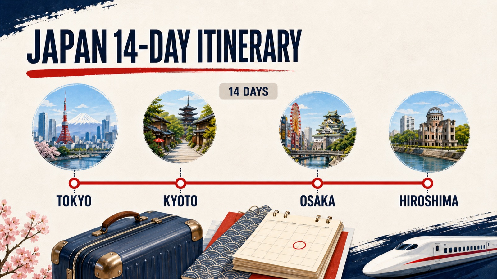 Illustrated overview of four destinations; see the table for the revised overnight order